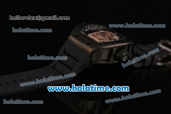 Richard Mille RM 52-01 Miyota 6T51 Automatic PVD Case with Diamonds Skull Dial and Black Rubber Bracelet - Click Image to Close